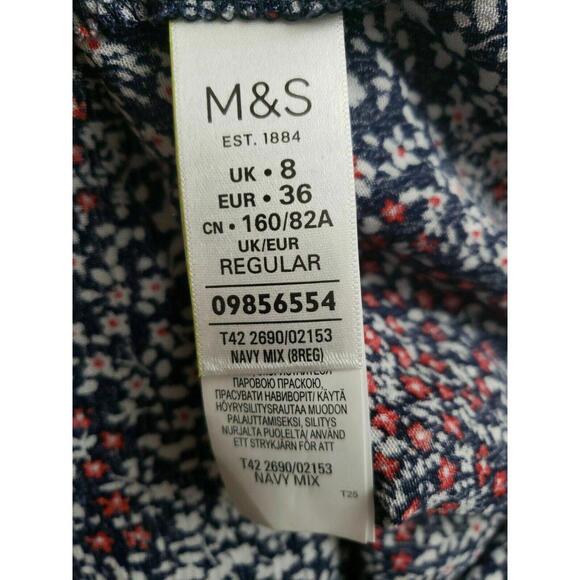 M&S Collection Off Shoulder Floral Navy Mix Dress Size UK 8 EUR 36 US 4(S) NWT! - Picture 9 of 10